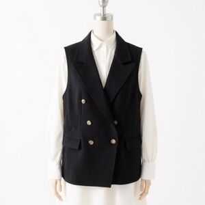 White House Black Market Black Vest with Metallic Accents